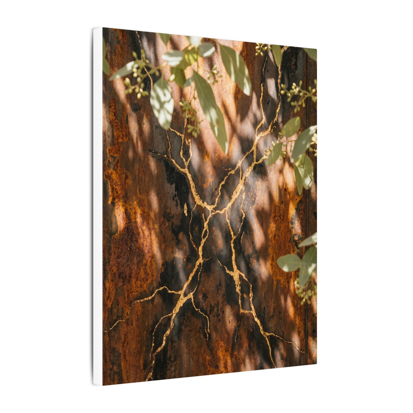 Kanso Rust Patina Canvas Art - Kintsugi Gold Vein