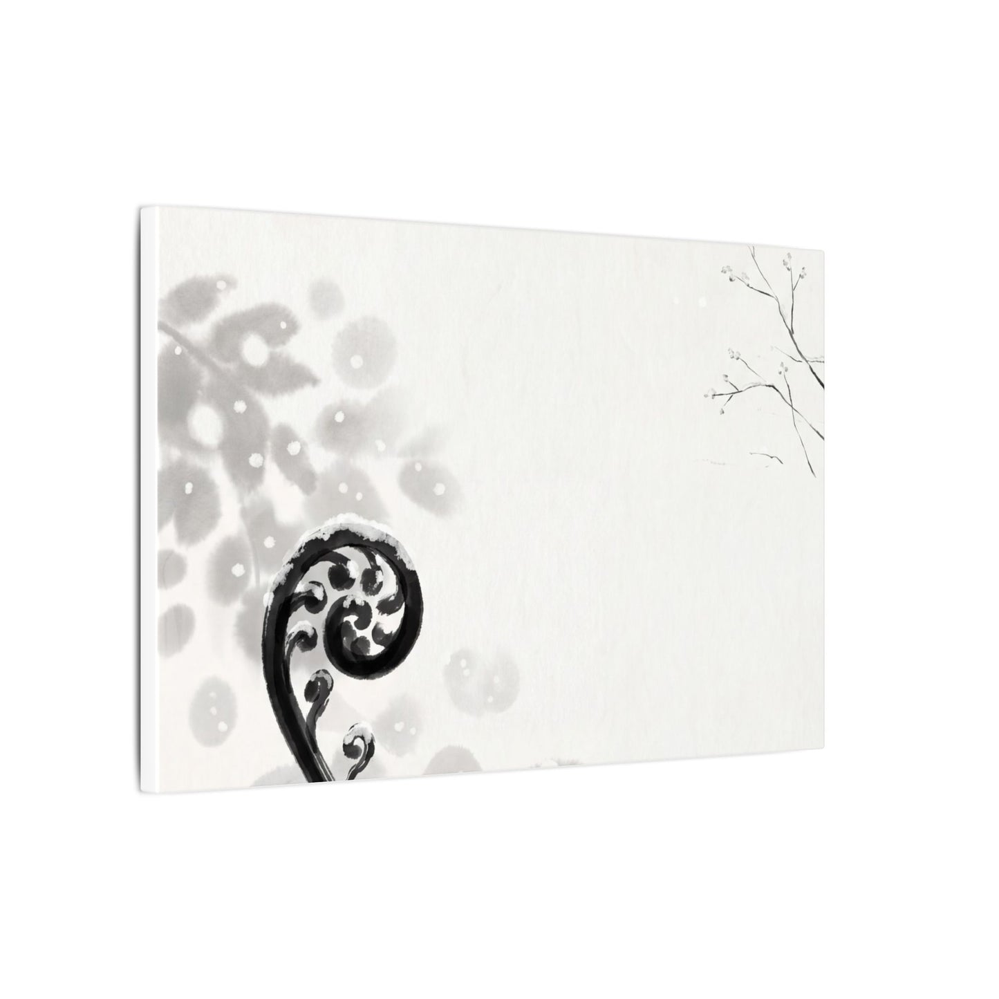 Winter Fern Unfurling Ukiyo E Inspired Canvas Art | Peaceful Decor