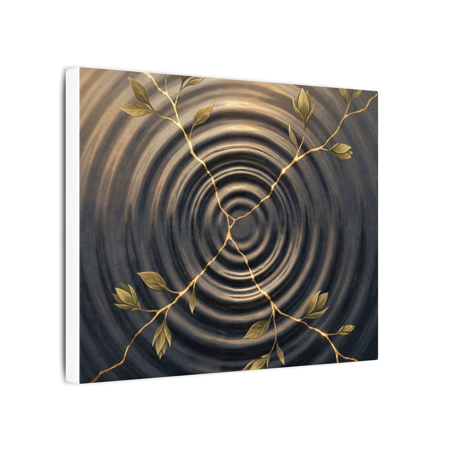 Kanso Water Ripple Canvas Art - Kintsugi Gold Vein
