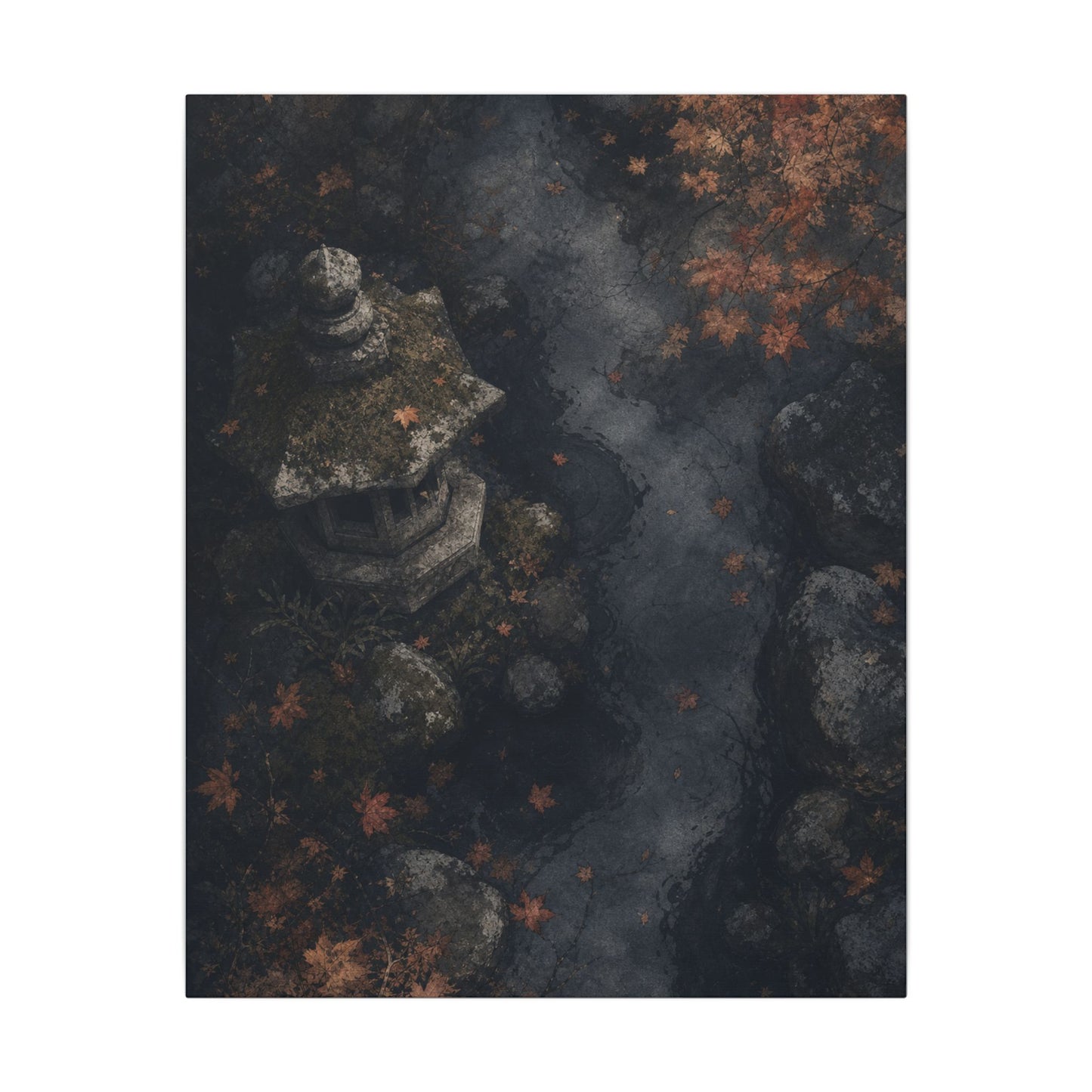 Stone Lantern Canvas Art | Autumn Japandi Texture Art