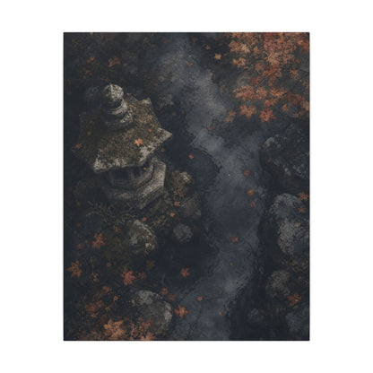 Stone Lantern Canvas Art | Autumn Japandi Texture Art