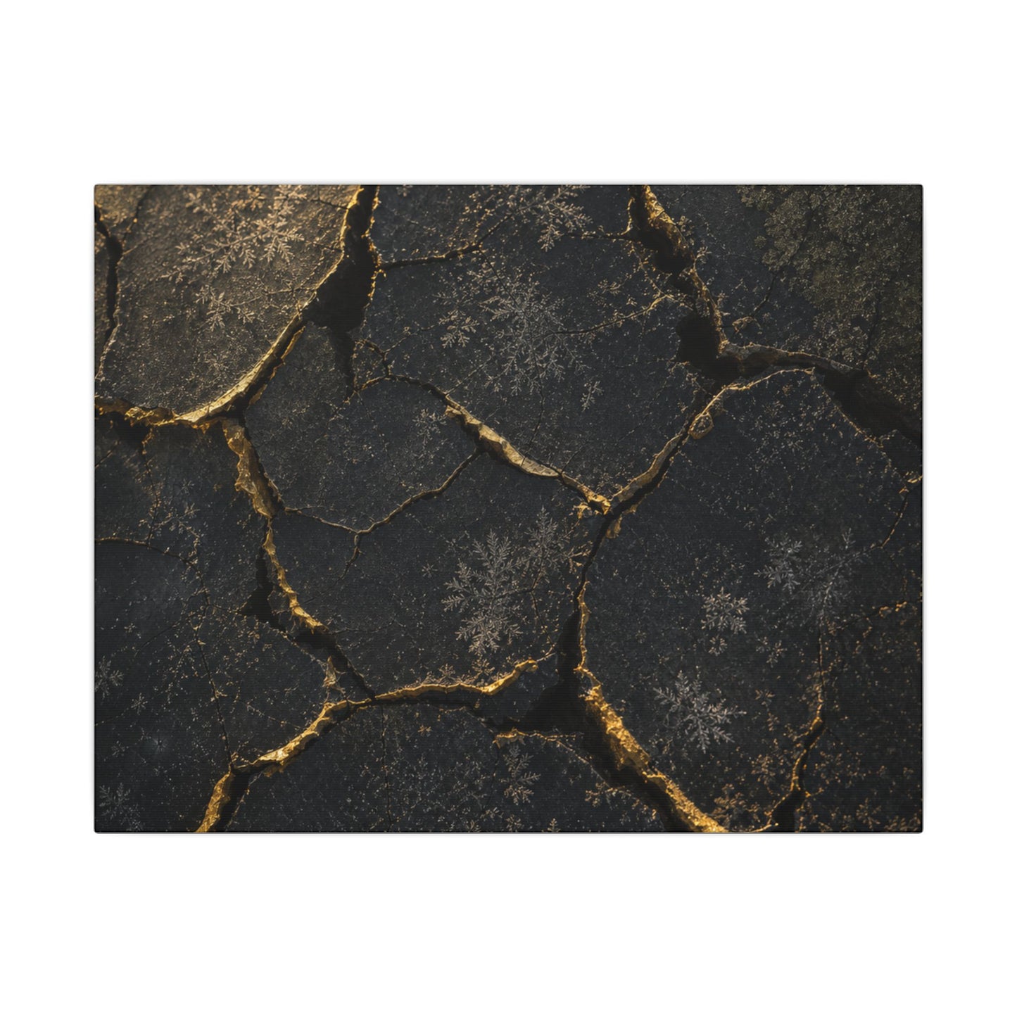 Cracked Earth Canvas Art | Winter Dark Japandi Shadow Zen Art