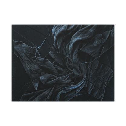 Dark Japandi Silk Drape in Moonlight | Moody Minimal Canvas Art