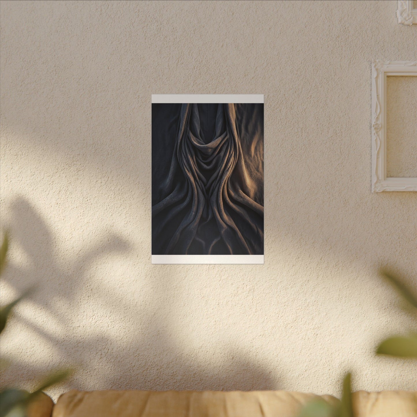 Moody Silk Drape Canvas Art - Shadow Zen Dark Japandi