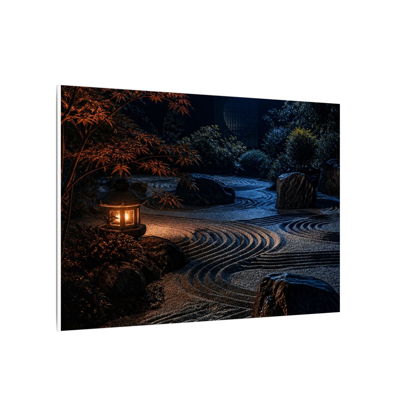 Summer Rock Garden Shadow Zen Canvas Art | Moody Decor