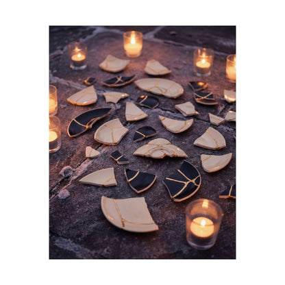 Broken Pottery Winter Wall Art Print | Kintsugi Healing Design