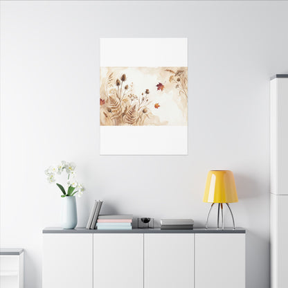 Dried Flowers Canvas Art | Autumn Japandi Watercolor Art