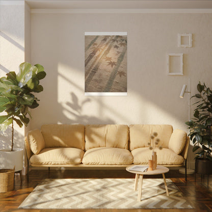 Autumn Bamboo Grove Japanese Pattern Canvas Art | Neutral Decor