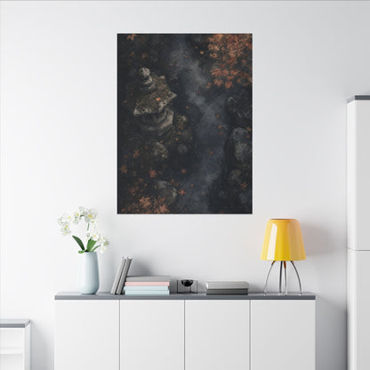Stone Lantern Canvas Art | Autumn Japandi Texture Art