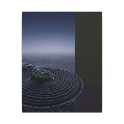 Ma Rock Garden Canvas Art - Dark Japandi Moody Minimal