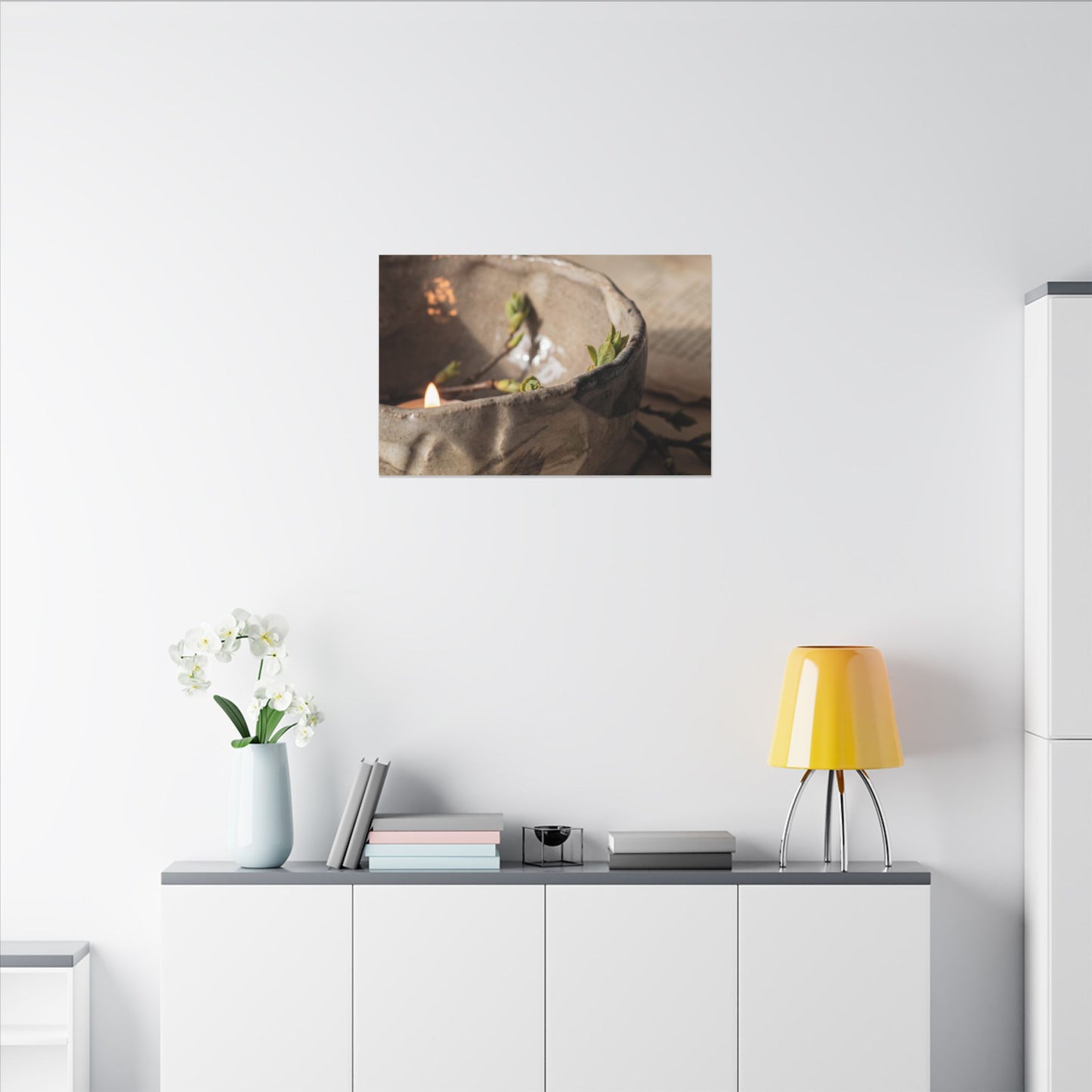 Candlelight Ceramic Bowl Canvas Art - Japandi Ma