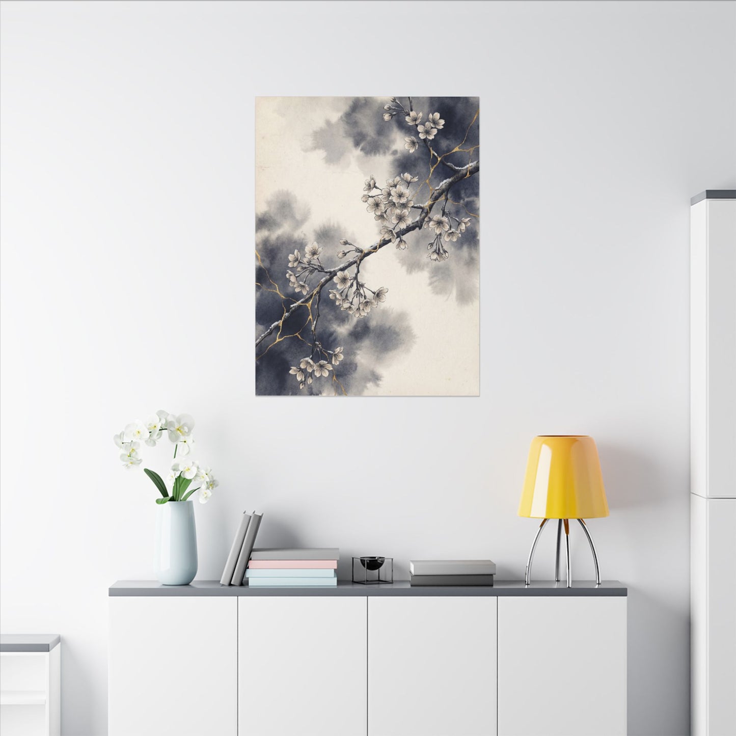Ma Cherry Blossom Canvas Art - Kintsugi Gold Vein