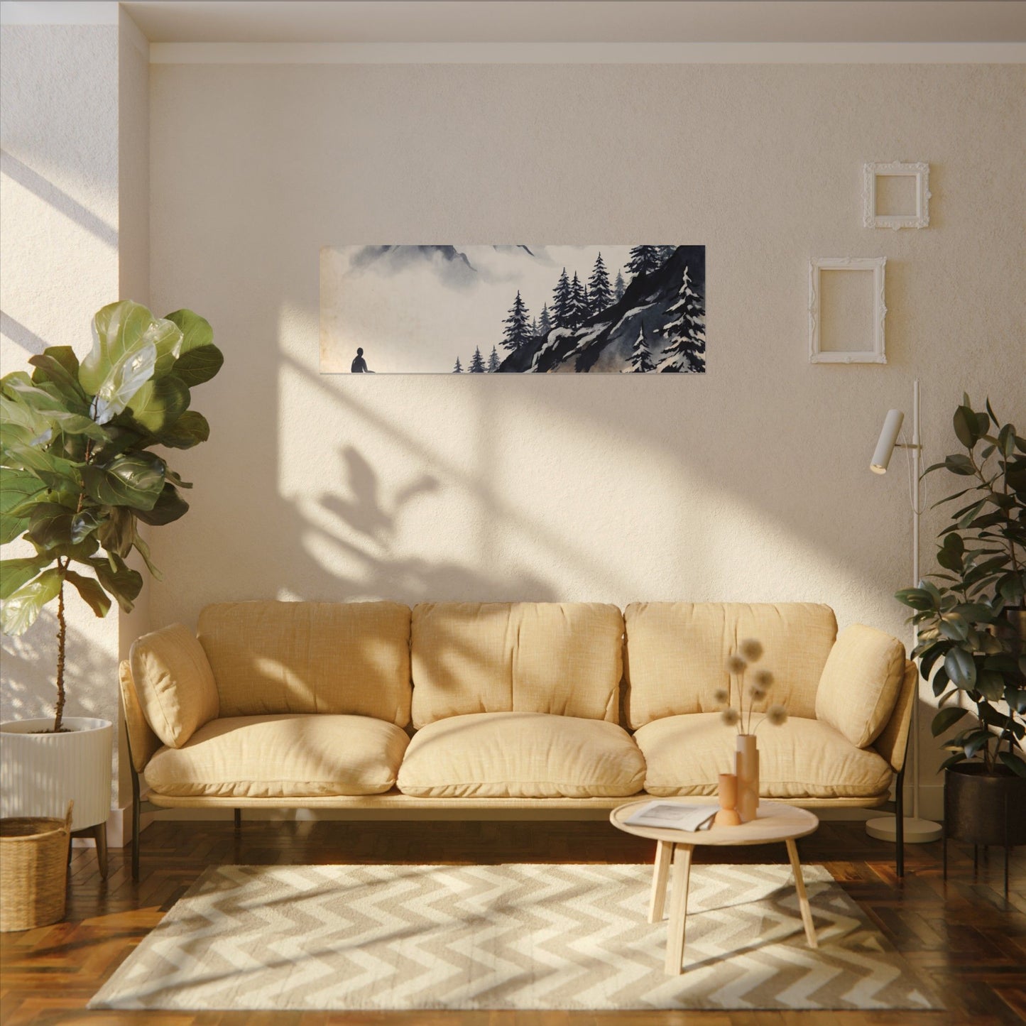 Mountain Mist Canvas Art | Winter Zen Ukiyo E Inspired Art