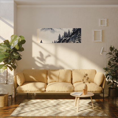 Mountain Mist Canvas Art | Winter Zen Ukiyo E Inspired Art