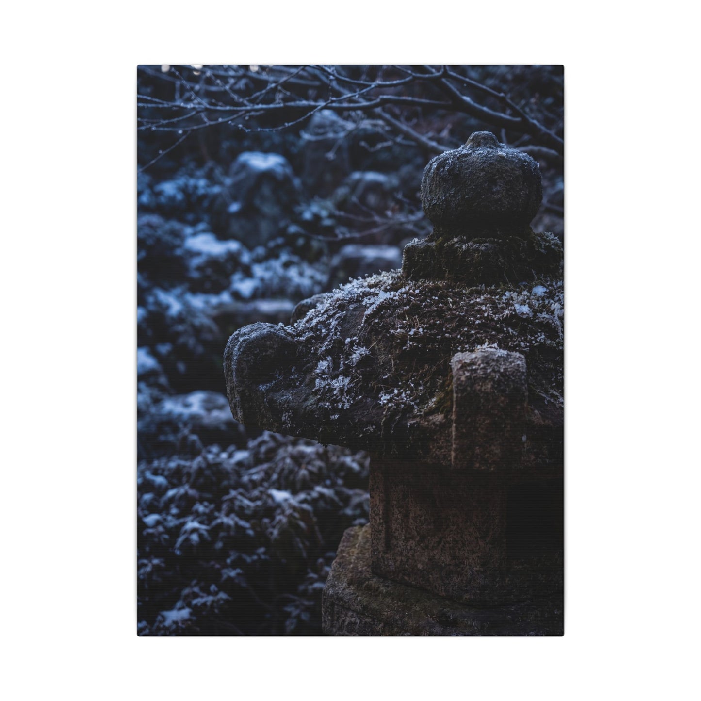 Moody Stone Lantern Canvas Art - Shadow Zen Dark Japandi