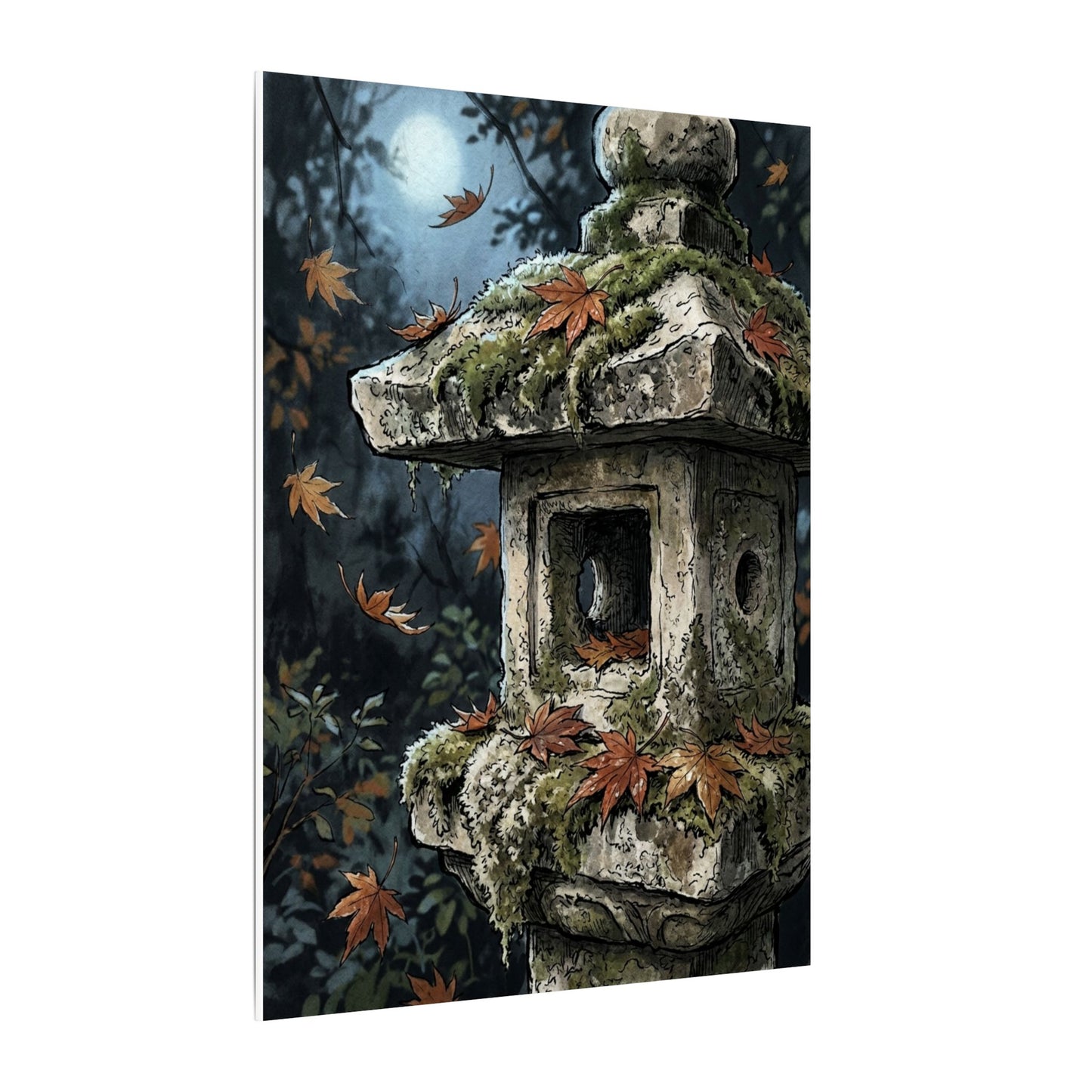 Shibui Stone Lantern Canvas Art - Japandi Minimal Line