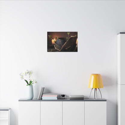 Broken Pottery Spring Canvas Art | Dark Japandi Luxurious Design