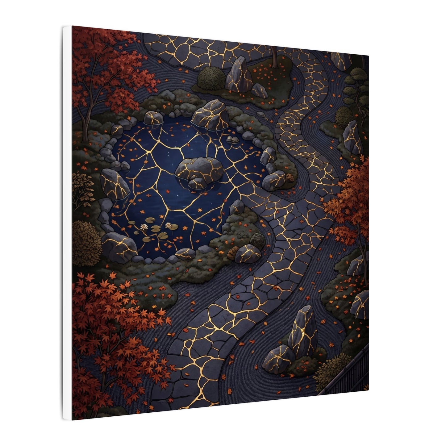 Moonlit Garden Gold Vein Canvas Art | Resilient Kintsugi Art