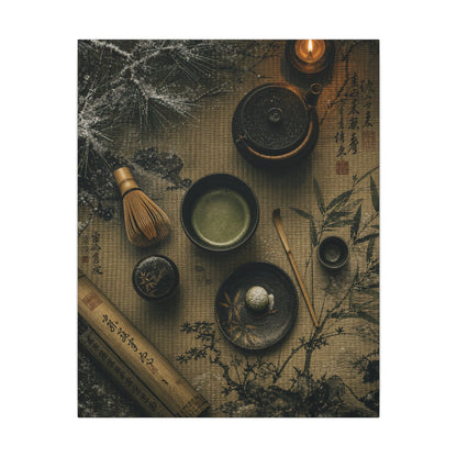 Tea Ceremony Canvas Art | Winter Zen Ukiyo E Inspired Art