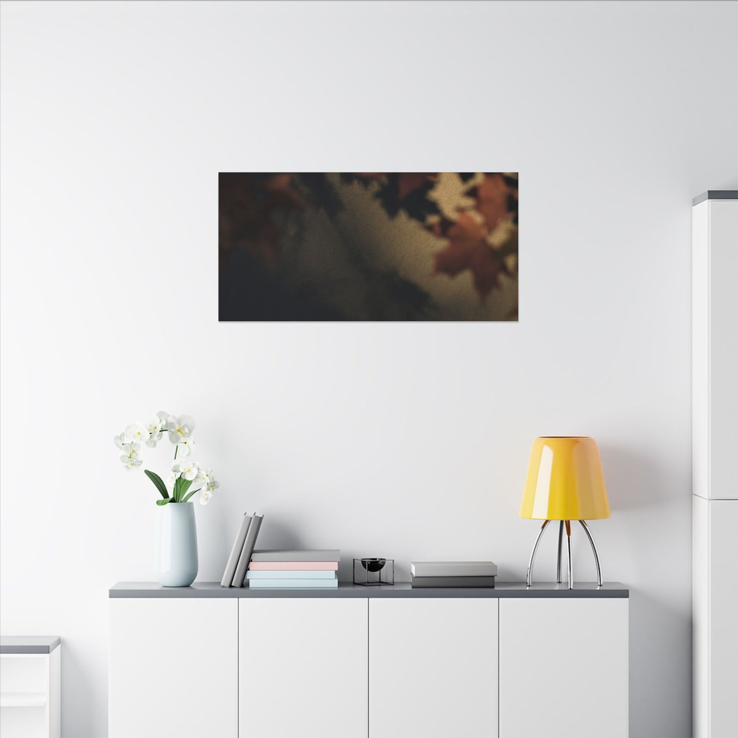 Shadow Play Canvas Art | Autumn Dark Japandi Moody Minimal Art