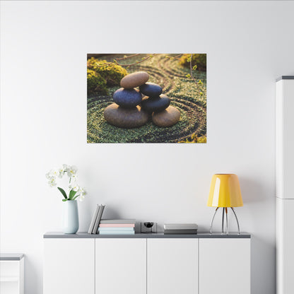 Zen River Stones in Golden Hour | Karesansui Canvas Art
