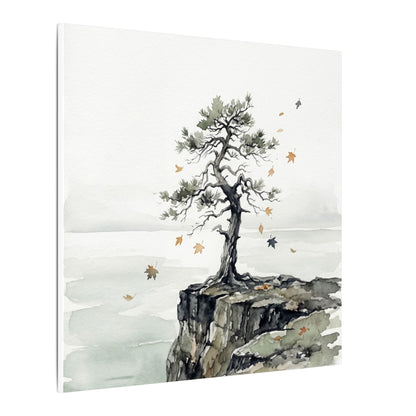 Japandi Pine Tree in Overcast | Watercolor Canvas Art