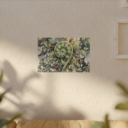 Fern Unfurling Spring Canvas Art | Japandi Neutral Design