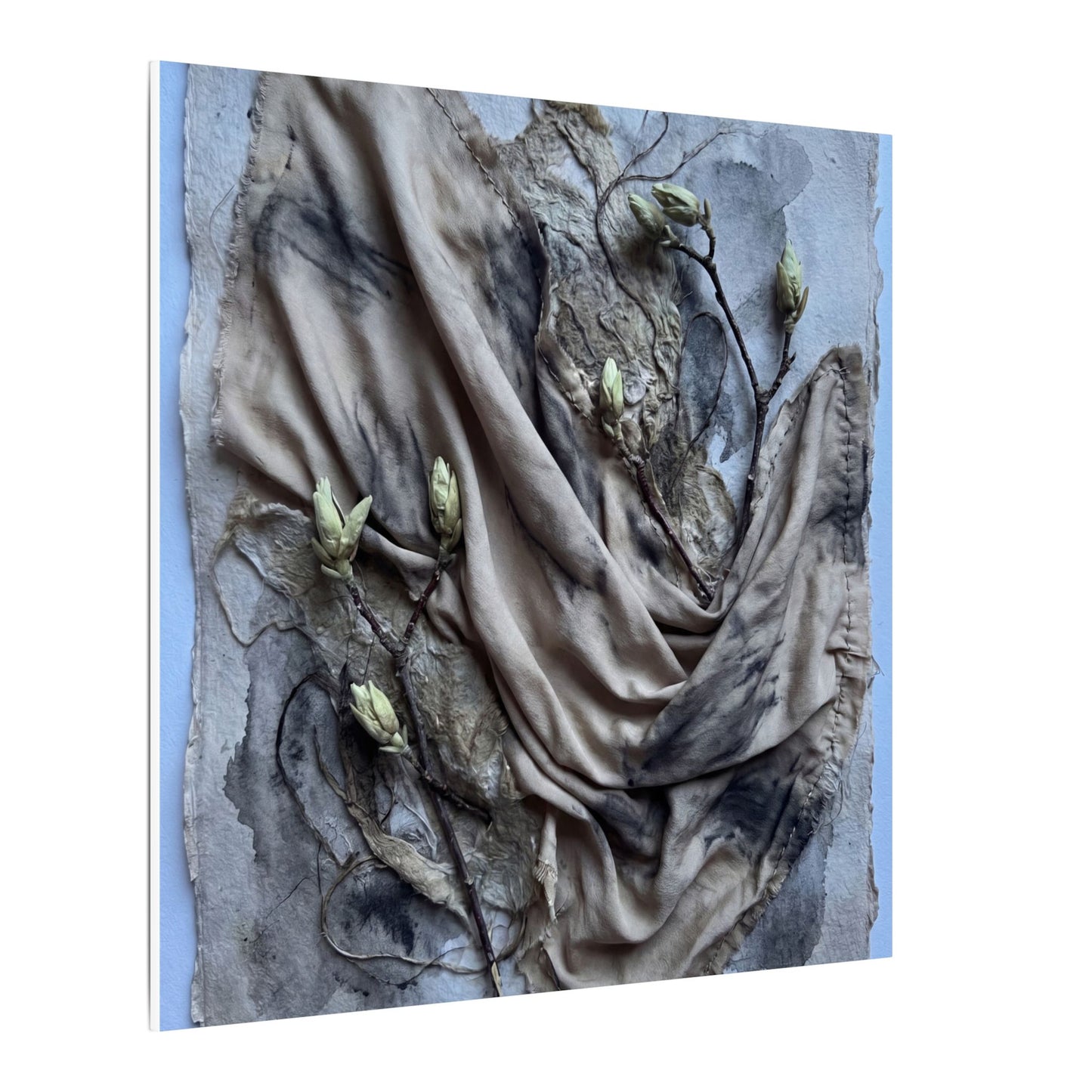 Japandi Silk Drape in Moonlight | Texture Canvas Art