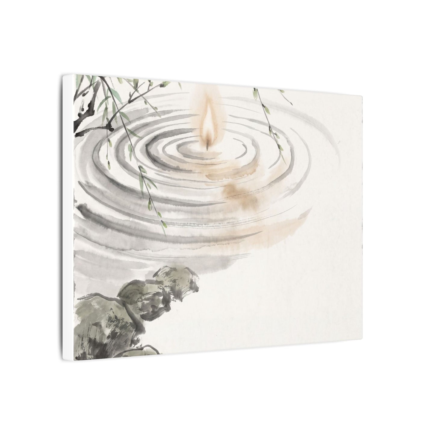 Water Ripple Sumi E Canvas Art | Tranquil Zen Art