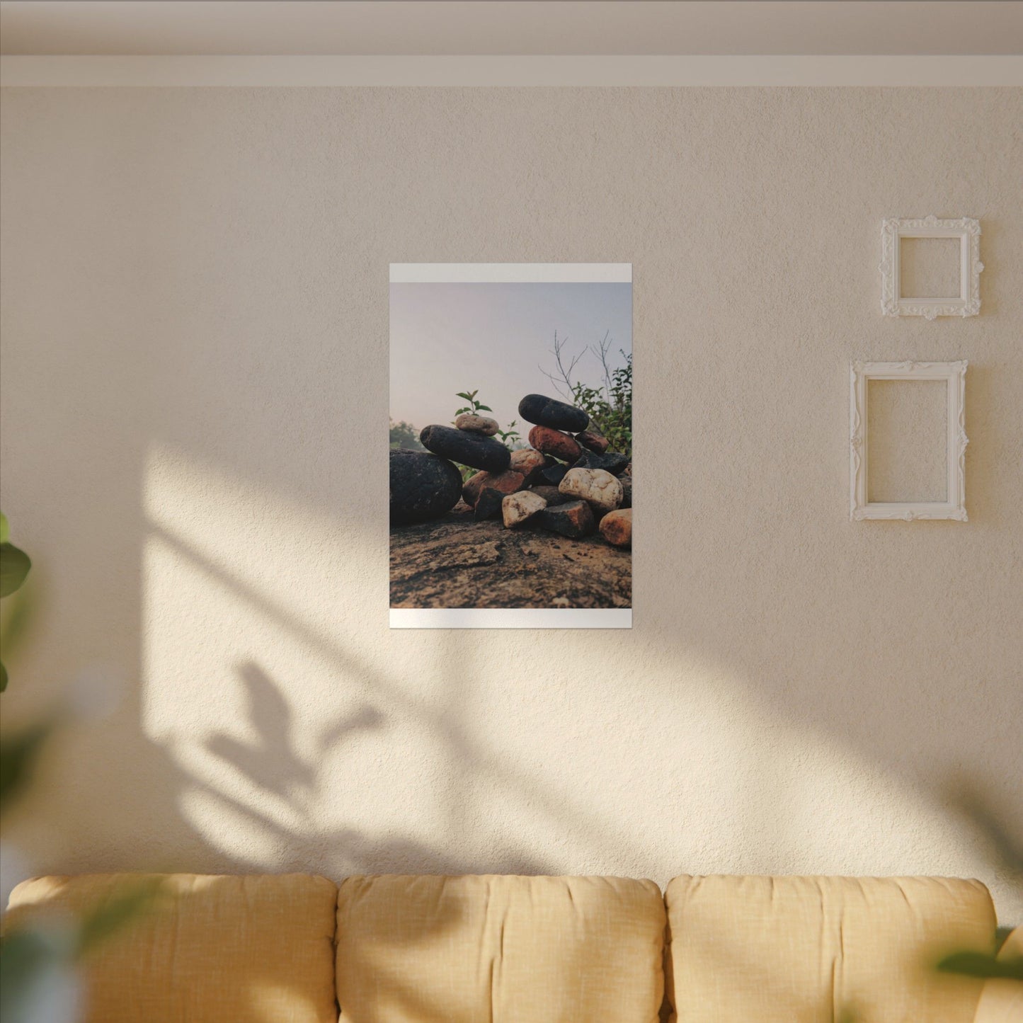 River Stones Canvas Art | Spring Kintsugi Broken Beauty Art