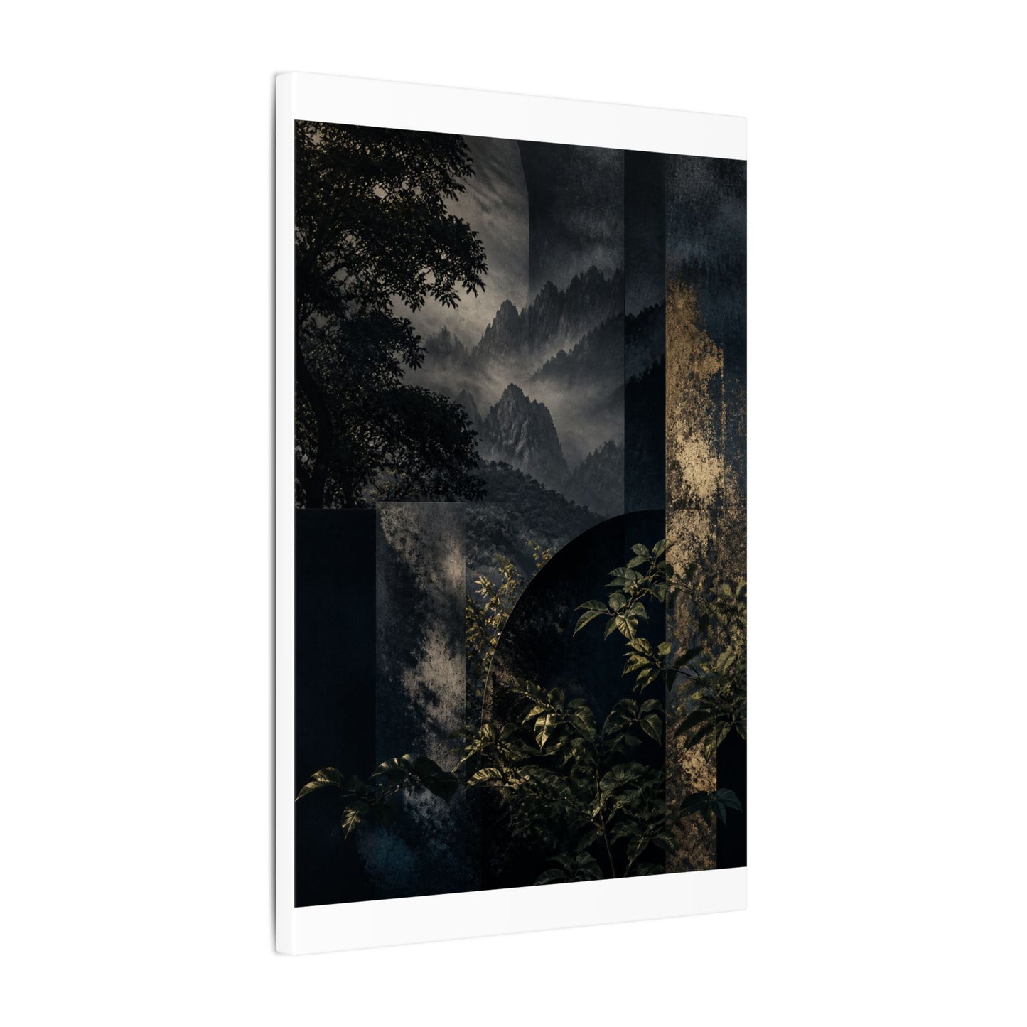 Mountain Mist Summer Canvas Art | Dark Japandi Atmospheric Design