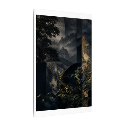 Mountain Mist Summer Canvas Art | Dark Japandi Atmospheric Design