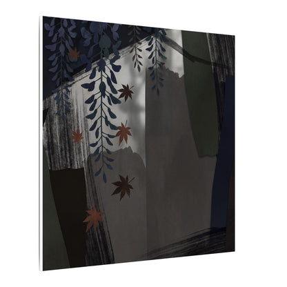 Wisteria Autumn Canvas Art | Dark Japandi Moody Design