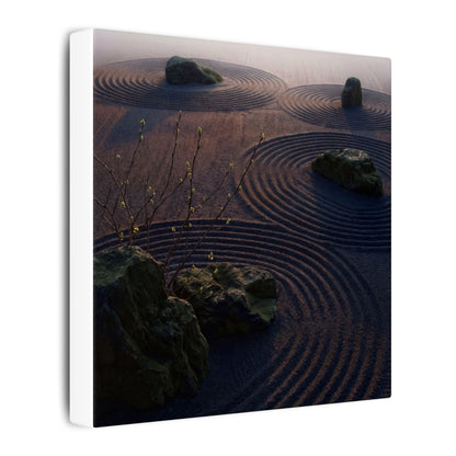 Spring Rock Garden Shadow Zen Canvas Art | Luxurious Decor