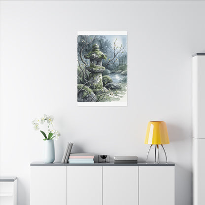 Moonlight Stone Lantern Canvas Art - Japandi Seijaku