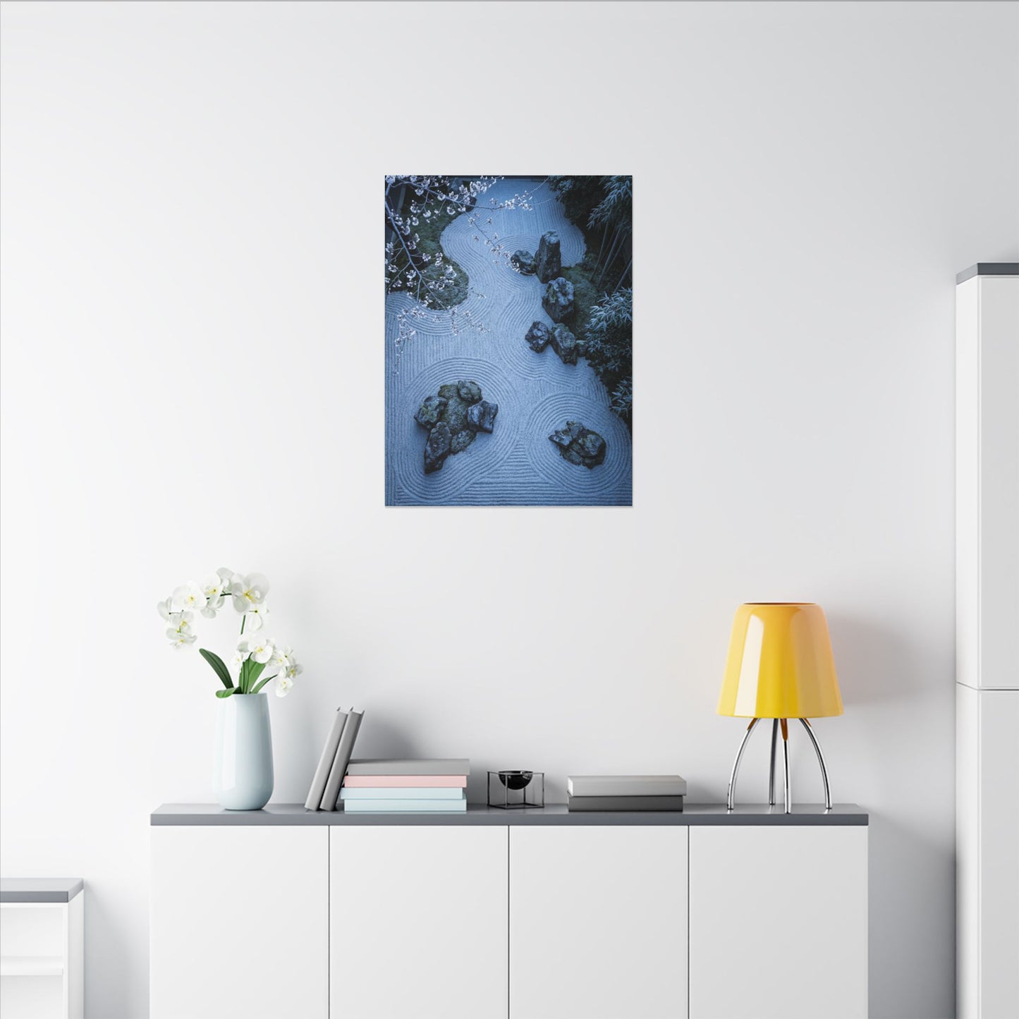 Contemplative Cherry Blossom Canvas Art - Karesansui Zen