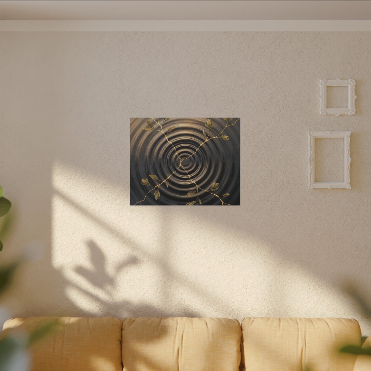 Kanso Water Ripple Canvas Art - Kintsugi Gold Vein
