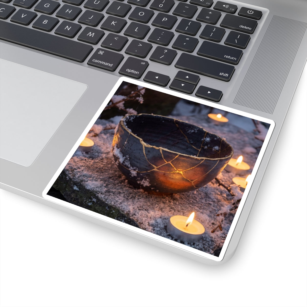 Ceramic Bowl Sticker | Winter Kintsugi Gold Repair Art Art Print