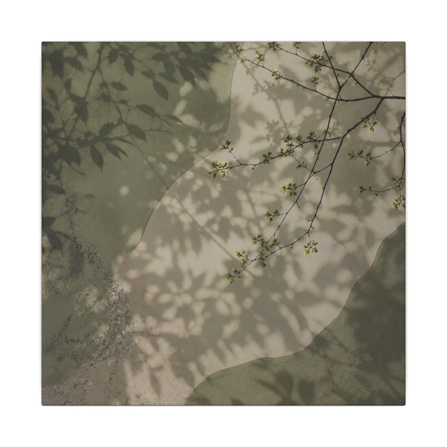 Neutral Shadow Play Canvas Art - Japanese Pattern Japandi