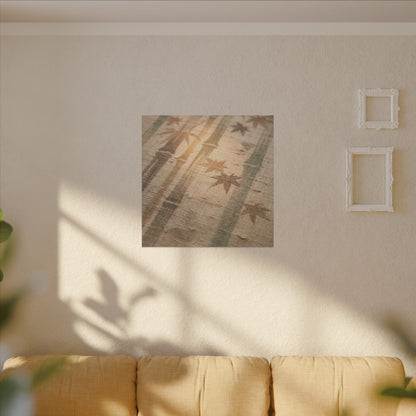 Autumn Bamboo Grove Japanese Pattern Canvas Art | Neutral Decor