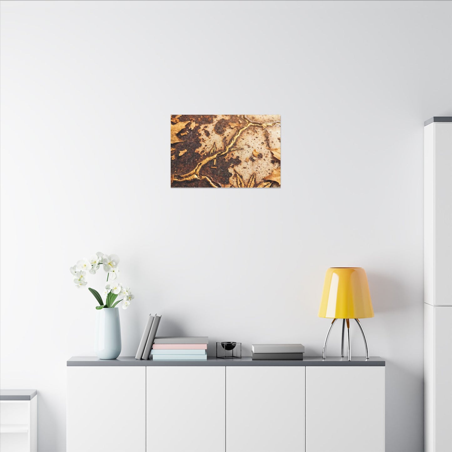Kintsugi Rust Patina in Golden Hour | Gold Vein Canvas Art