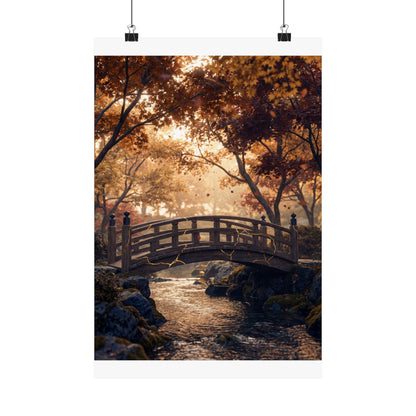 Philosophical Wooden Bridge Wall Art Print - Gold Vein Kintsugi Art Print