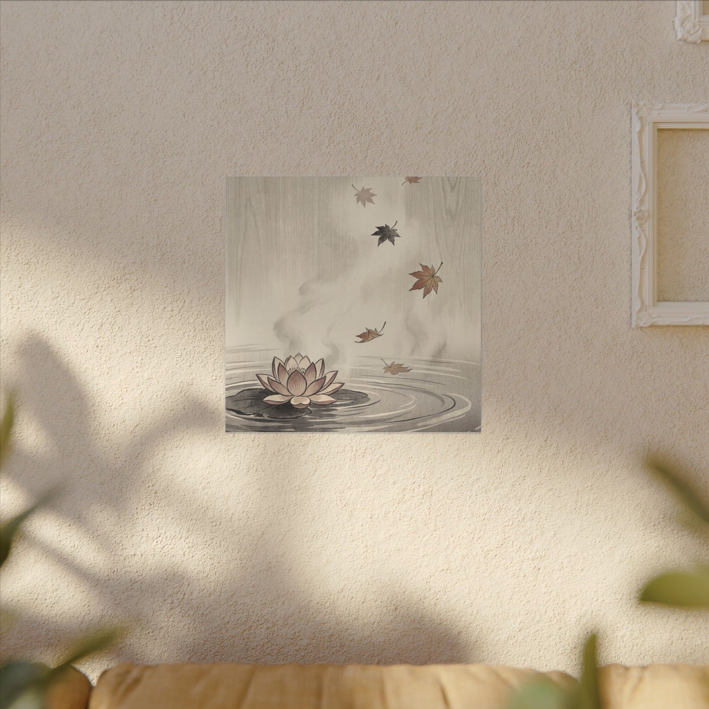Lotus Flower Canvas Art | Autumn Zen Ukiyo E Inspired Art
