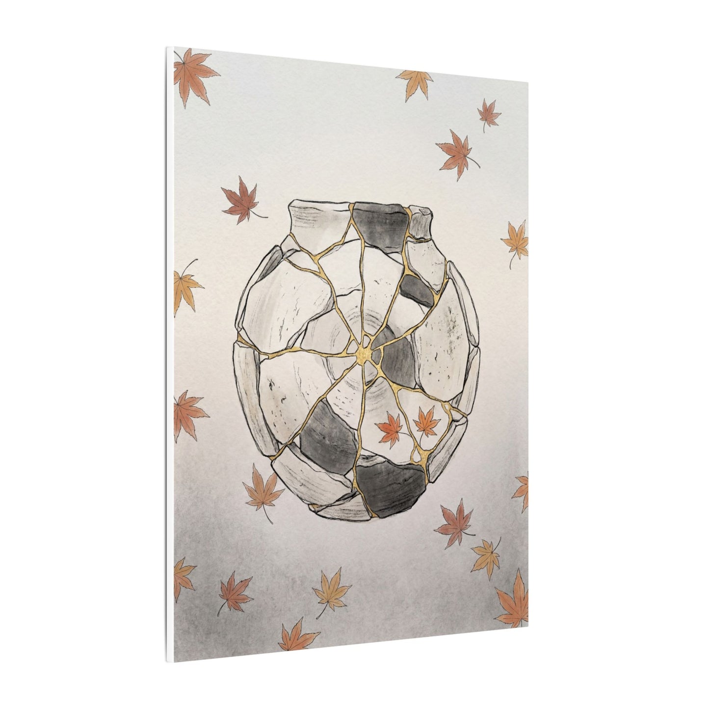 Japandi Broken Pottery in Dawn | Minimal Line Canvas Art