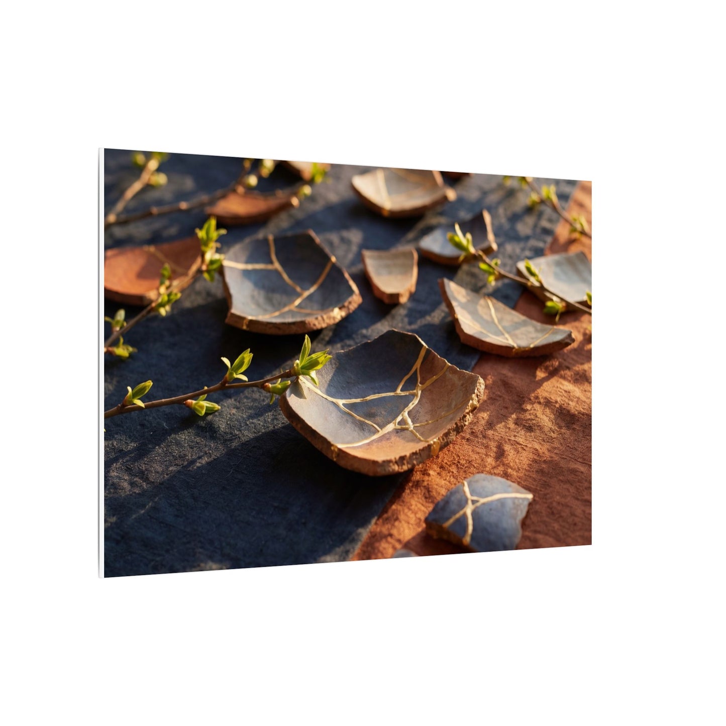 Spring Broken Pottery Gold Vein Canvas Art | Philosophical Decor