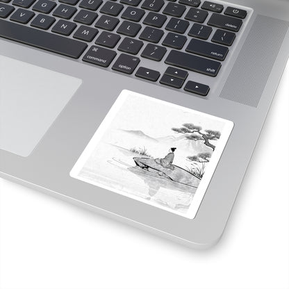 Meditation Harmonious Zen Ukiyo-e Sticker | Meditation Harmonious Ukiyo E Inspired Art Print