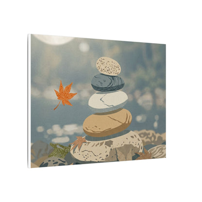 Warm River Stones Canvas Art - Japanese Pattern Japandi