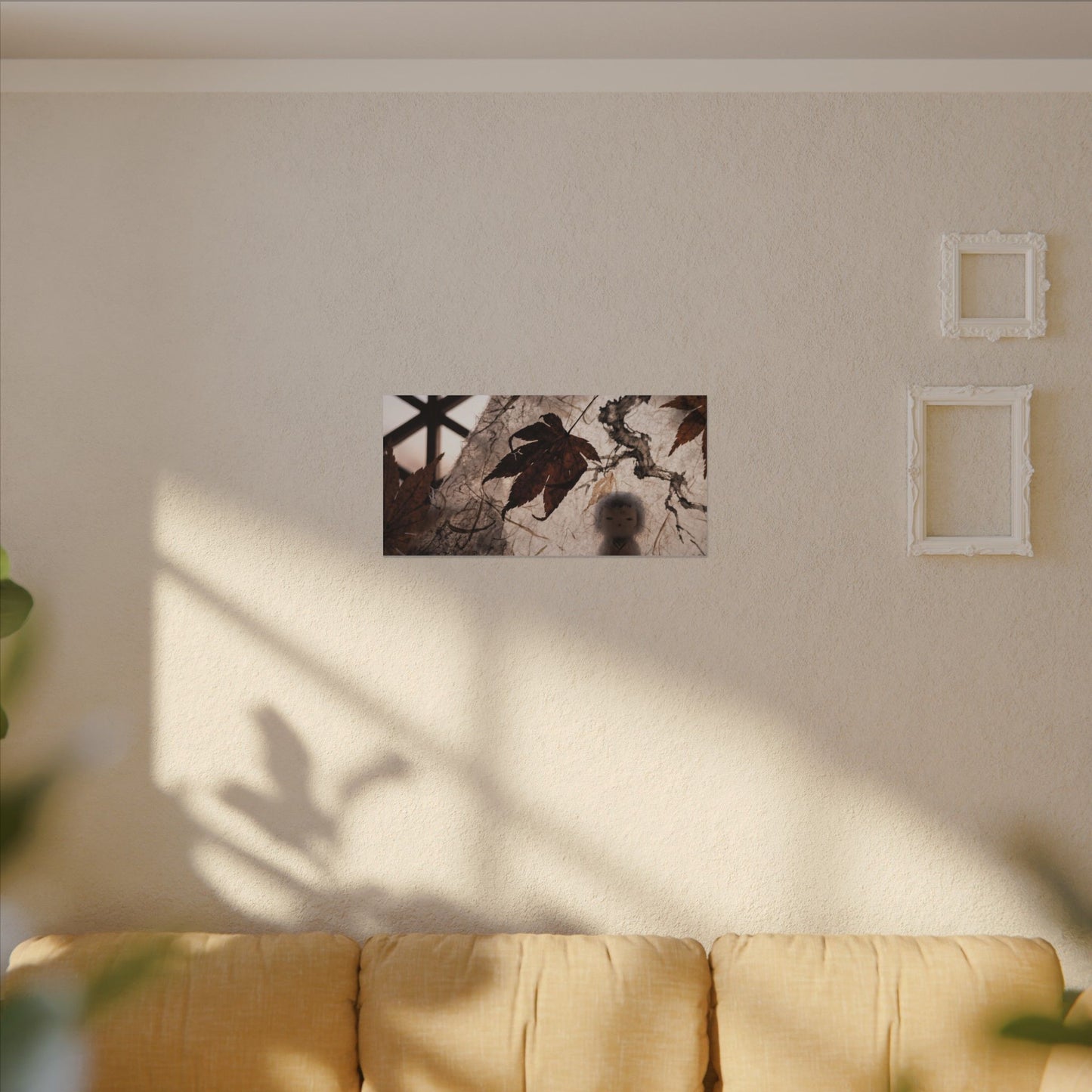 Shoji Screen Autumn Canvas Art | Dark Japandi Atmospheric Design