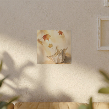 Japandi Paper Fold in Golden Hour | Watercolor Canvas Art