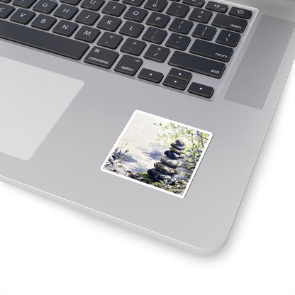 Calm River Stones Sticker - Sumi E Zen